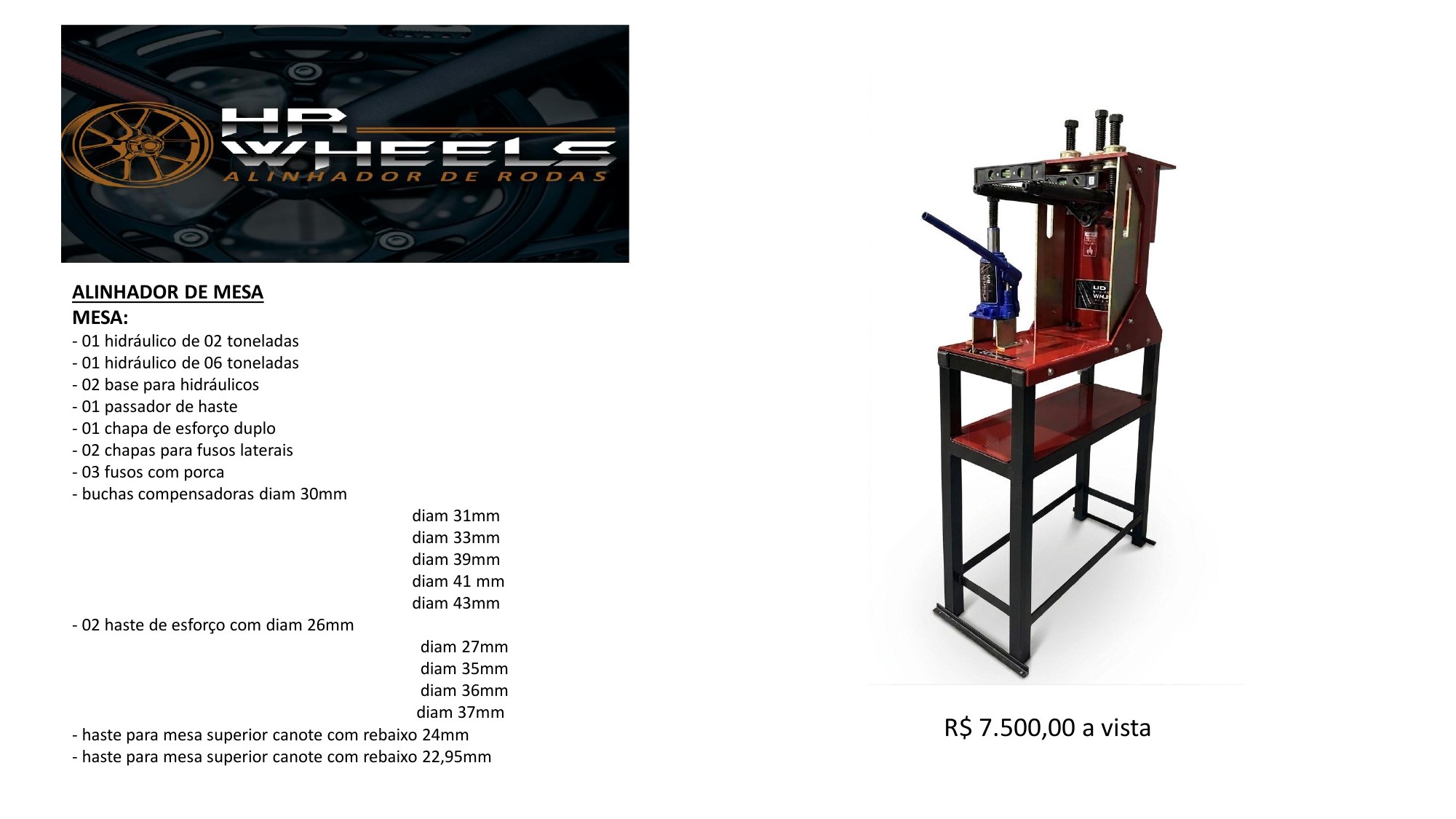 Alinhador de Mesa — HR Wheels