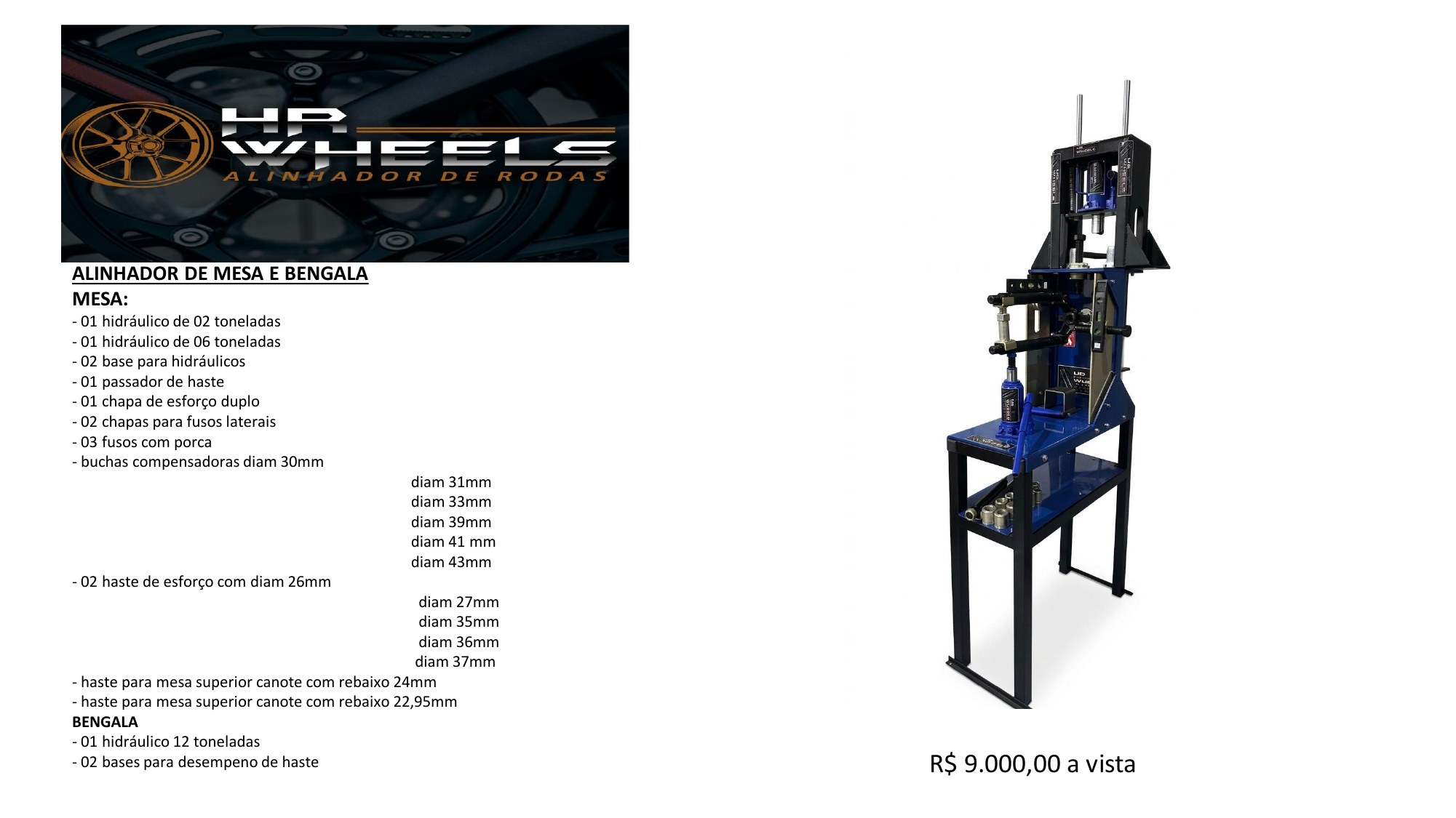 Alinhador de Mesa e Bengala — HR Wheels